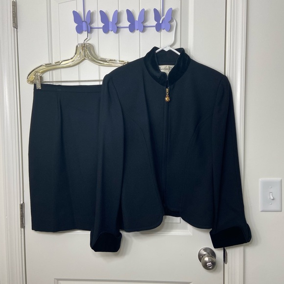 EUC‎ Vintage 90s Christian Dior women’s wool blazer jacket skirt matching set M - Picture 1 of 9